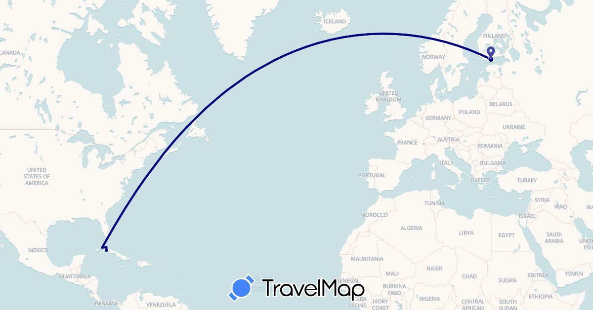 TravelMap itinerary: driving in Cuba, Finland (Europe, North America)
